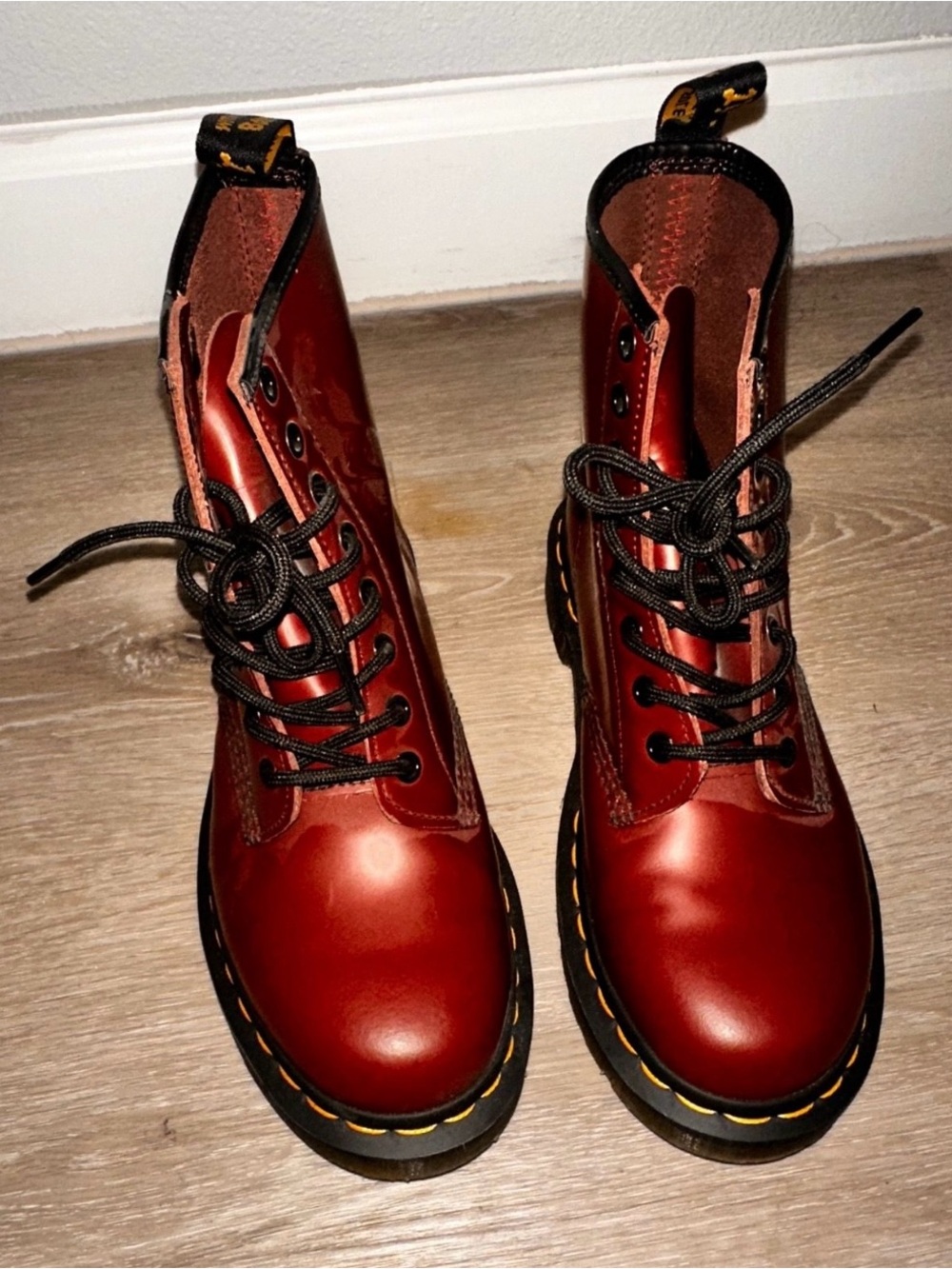 Dr. Martens Burgundy Leather Lace-Up Boots - Picture 2 of 5